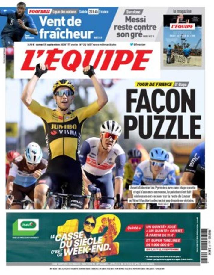 Diario L'Équipe (Francia) - “Messi se queda contra su voluntad“.