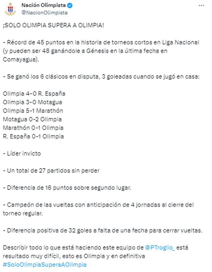 Exfutbolista se pronuncia y prensa se rinde ante Olimpia tras récord