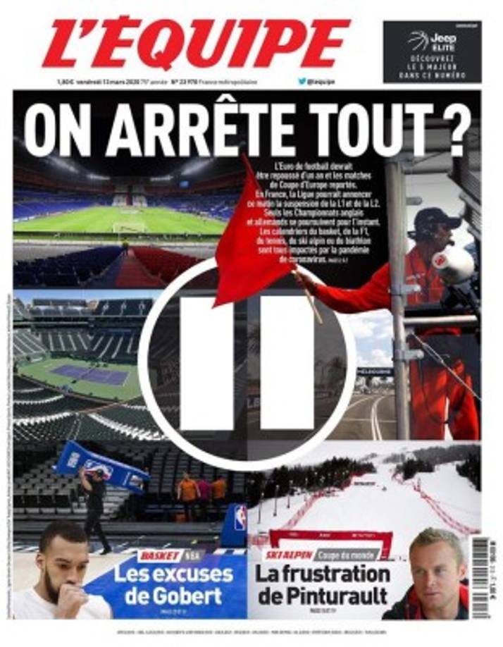 L'Equipe (Francia) - 'Paramos todo'.