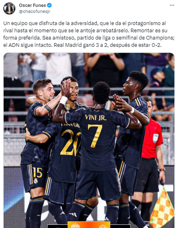 “Un equipo que disfruta de la adversidad, que le da el protagonismo al rival hasta el momento que se le antoje arrebatárselo”, agrega.