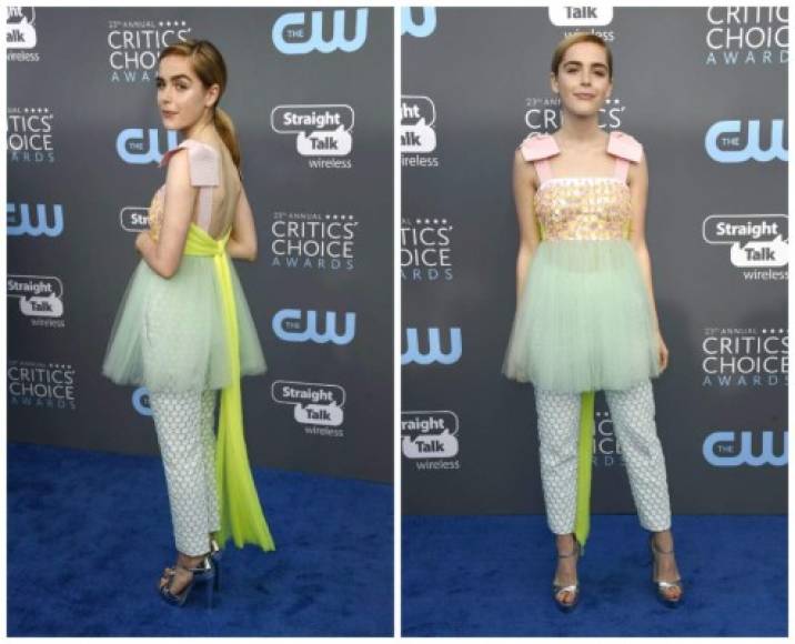 Kiernan Shipka usó un conjunto demasiado juguetón para la ceremonia. La actriz de 18 años de seguro irá aprendiendo a elegir sus atuendos según la ocasión.