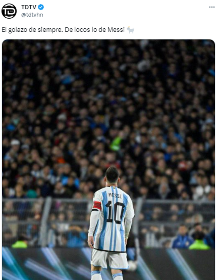 TDTV: “El golazo de siempre. De locos lo de Messi”.