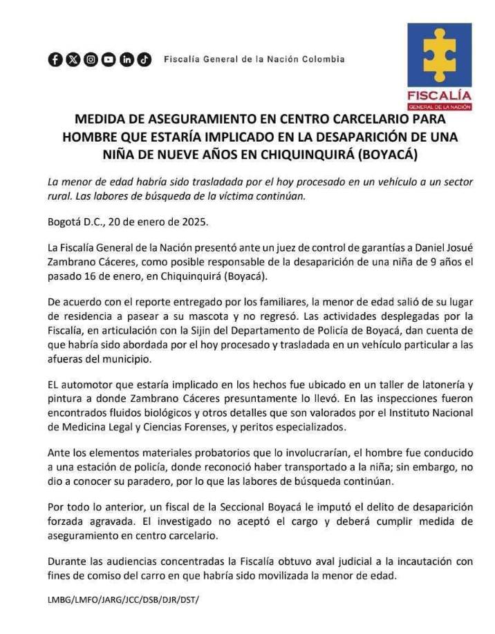 Según las autoridades policiales, el agresor confesó el crimen y con los indicios de la evidencia descubrieron el paradero del cadáver de la menor. 