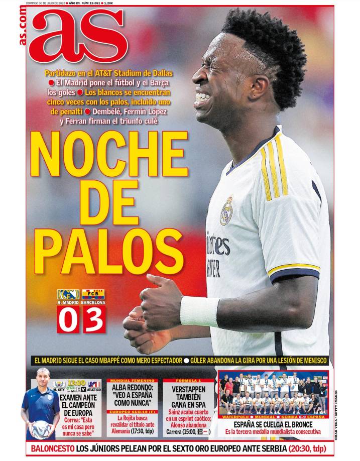 Portada de Diario AS de España sobre la goleada.