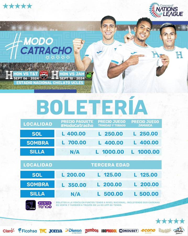 Precios de los partidos de la Nations League.