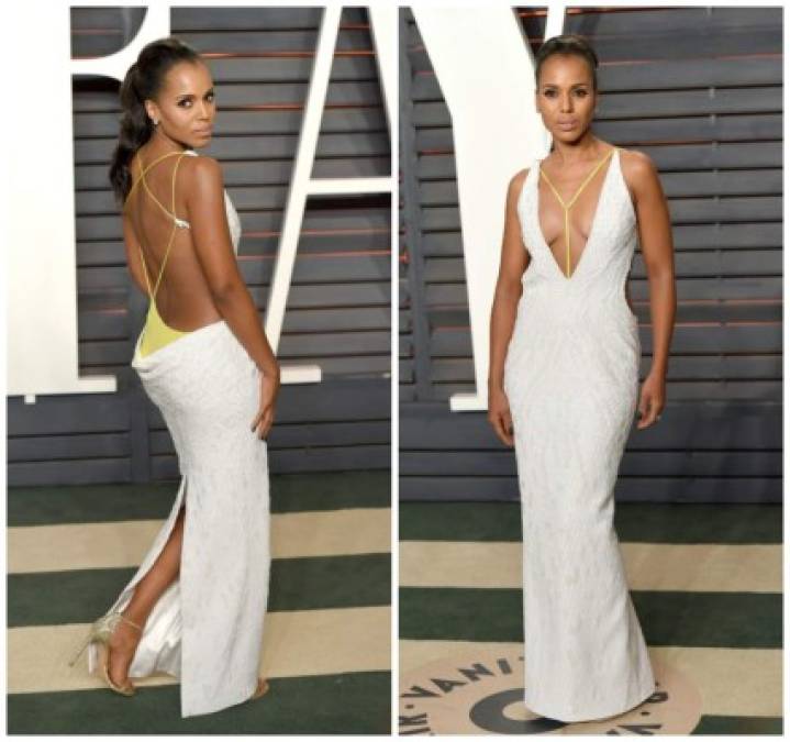 Kerry Washington cambió de vestido, pero no de firma porque, si en la red carpet de los Oscar se decantó por un diseño de Atelier Versace, para la cita con Vanity Fair.