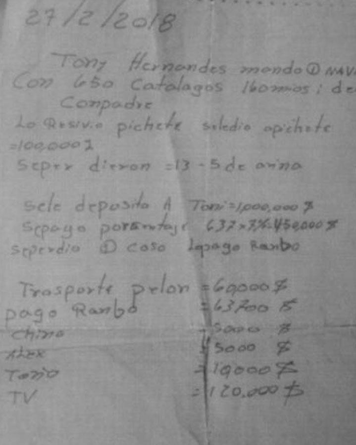 $!Una de las narcolibretas decomisadas a Magdaleno Meza.