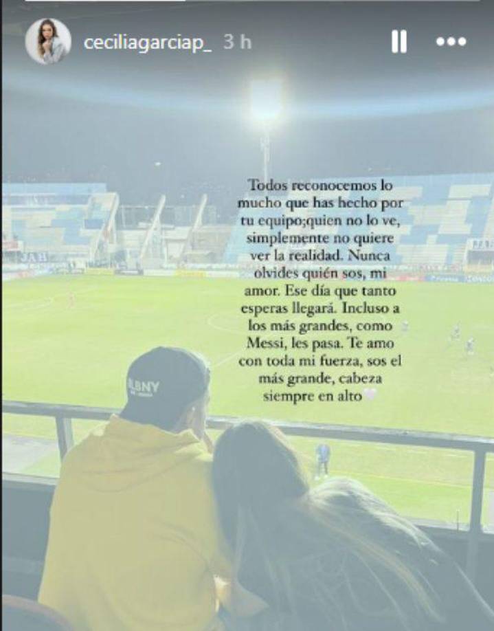 El mensaje de Cecilia en donde le muestra su apoyo a Auzmendi.