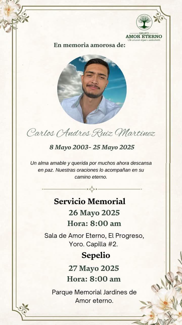 Consternación por muerte de Andrés Ruiz en accidente en El Progreso