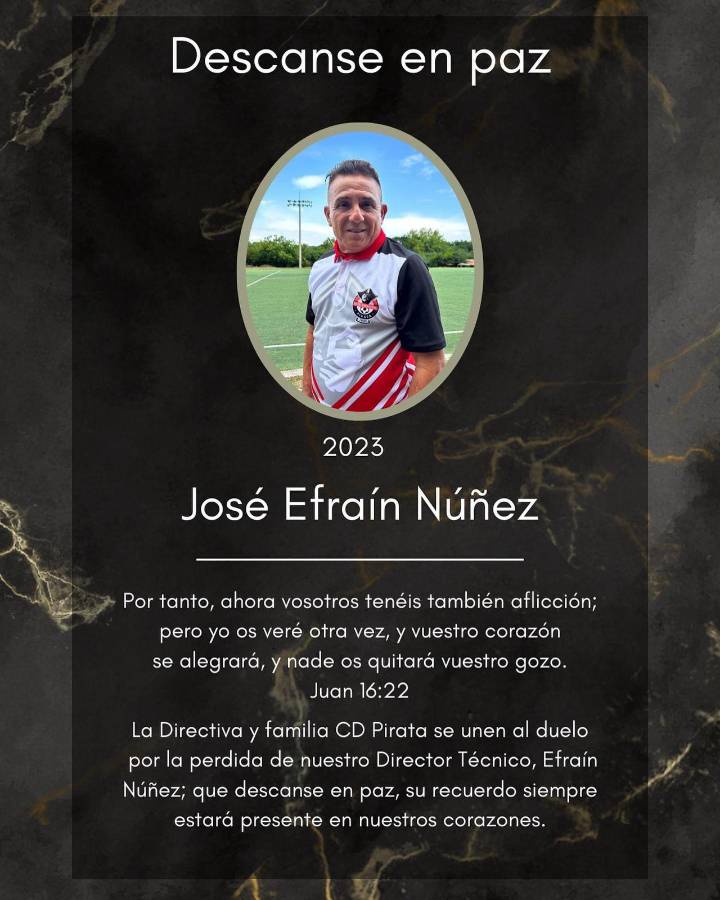 Nota de duelo de la directiva del CD Pirata de la Liga de Ascenso de Honduras.