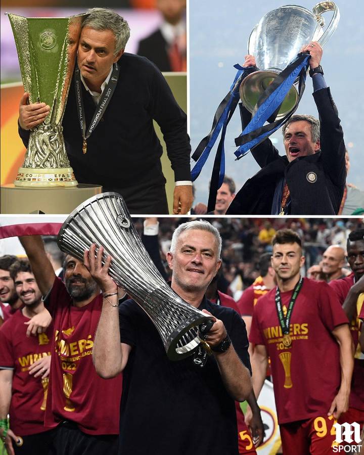 José Mourinho es el único entrenador que ha ganado los tres títulos continentales de la UEFA: Champions, Europa League y Conference League.