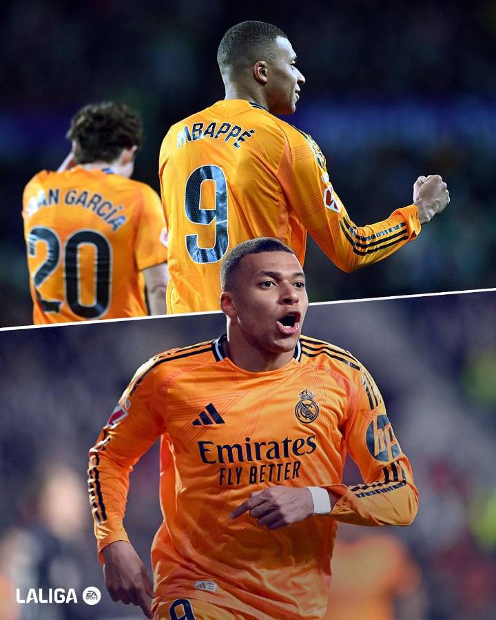 Kylian Mbappé se despachó con tres goles para la victoria del Real Madrid.