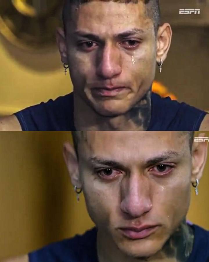 Las lágrimas de Richarlison contando lo que vivió después de la Copa del Mundo.