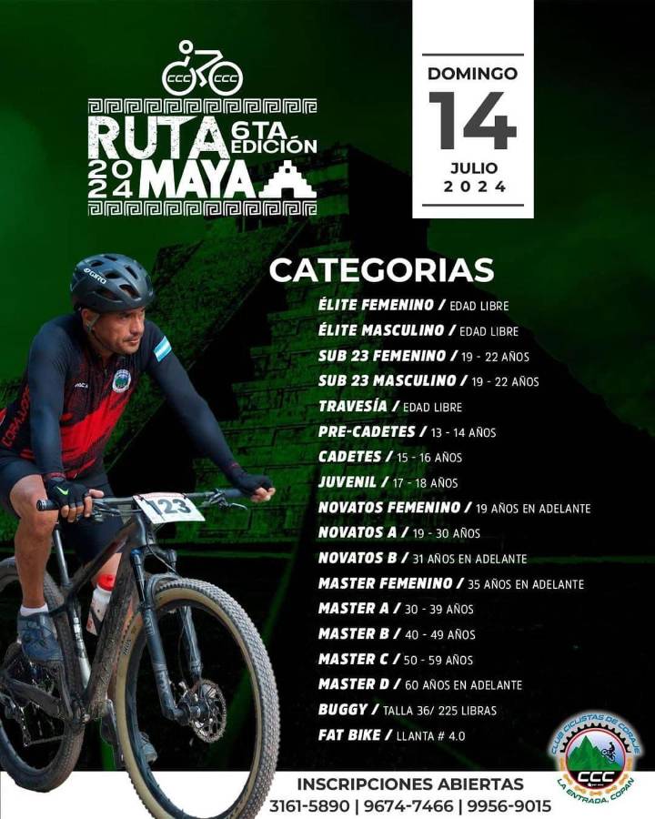 La Ruta Maya 2024 se pone en marcha el domingo 14 de julio en La Entrada, Copán