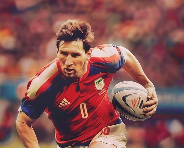 Lionel Messi como jugador de rugby, por medio de la Artificial Intelligence, AI.