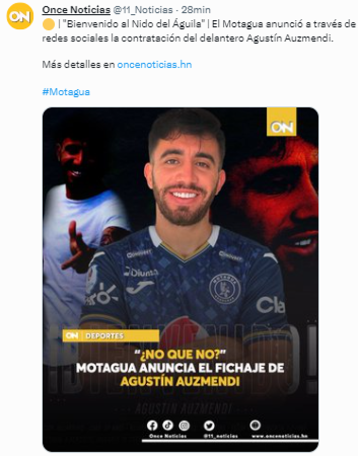 Explotan las redes tras fichaje de Agustín Auzmendi a Motagua