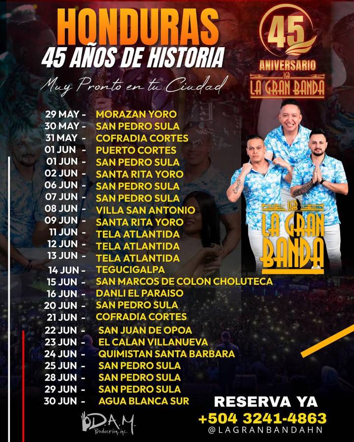La Gran Banda celebrará su 45 aniversario en todo el país.