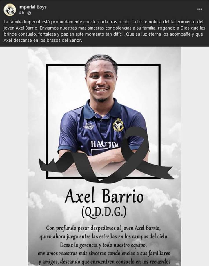 El mismo equipo Imperial Boyx emitió un comunicado para dar a conocer la noticia. “La familia Imperial está profundamente consternada tras recibir la triste noticia del fallecimiento del joven Axel Barrio. Enviamos nuestras más sinceras condolencias a su familia, rogando a Dios que les brinde consuelo, fortaleza y paz en este momento tan difícil. Que su luz eterna los acompañe y que Axel descanse en los brazos del Señor”.