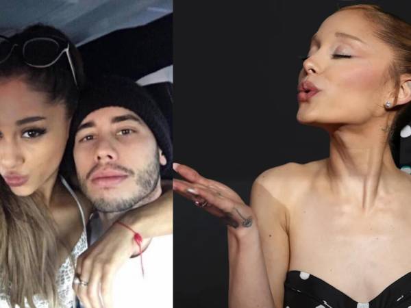 Ariana Grande en una foto de archivo con Ricky Álvarez. Y a la derecha una foto actual de la artista.