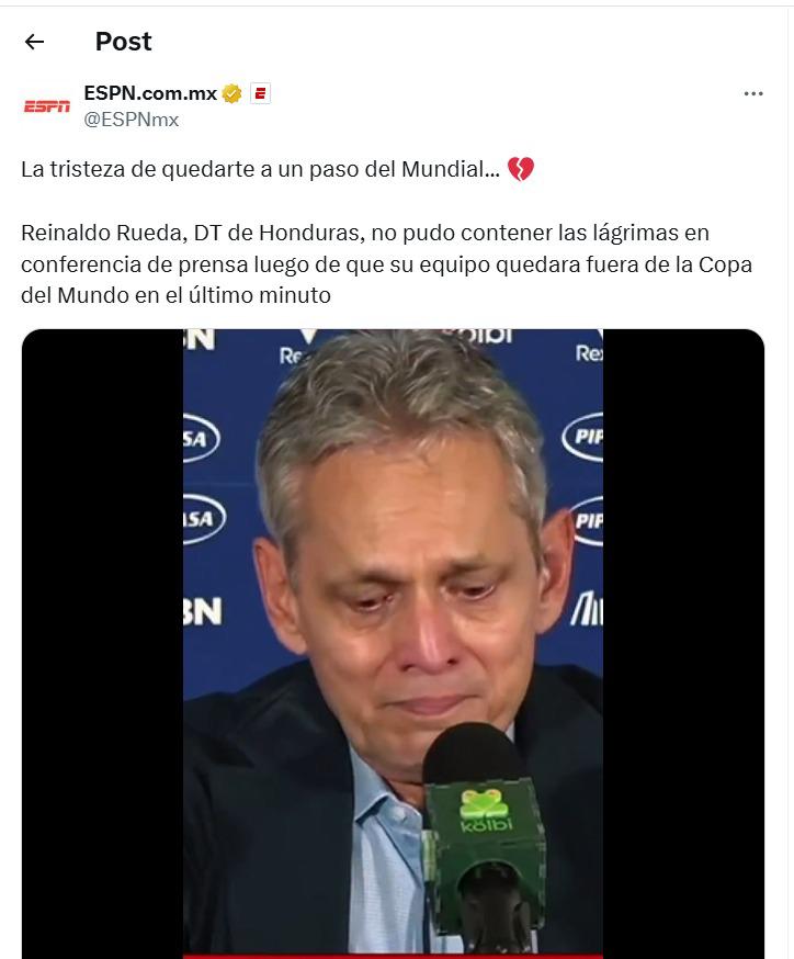 Asombro por llanto de Rueda tras debacle de Honduras; Faitelson causó revuelo