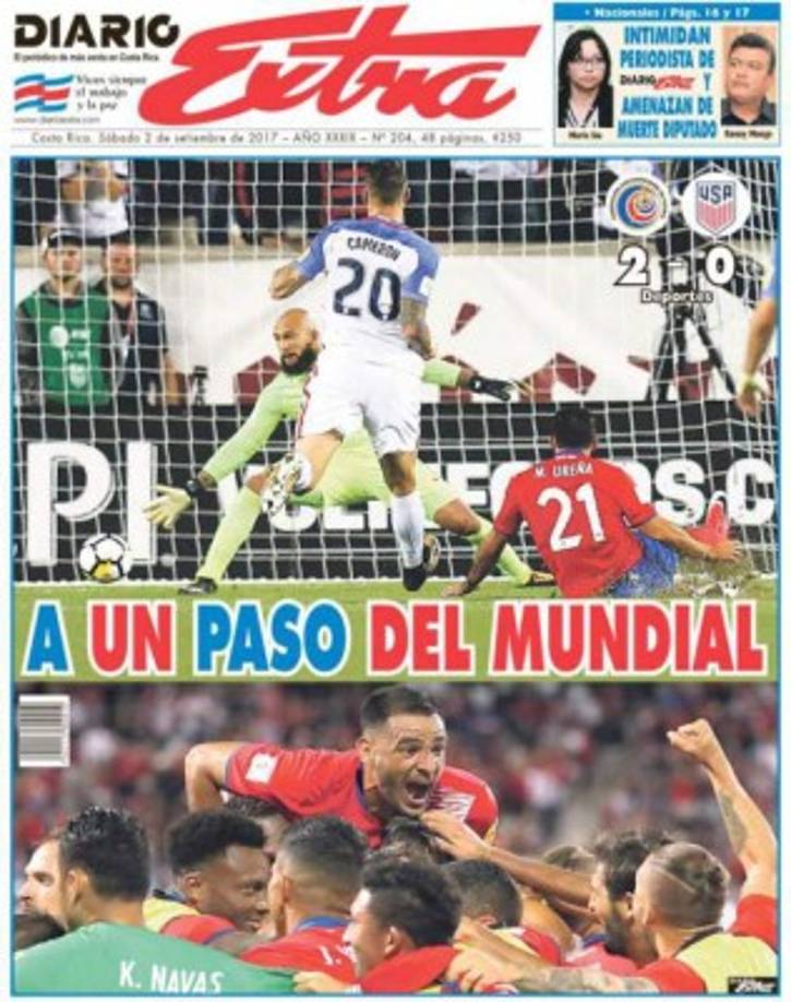 Costa Rica dio la sorpresa al vencer 0-2 a EUA en Nueva York y si vencen el martes a México serán las clasificadas al Mundial, acompañarán a los mexicanos como las dos ya con el pase asegurado por Concacaf.