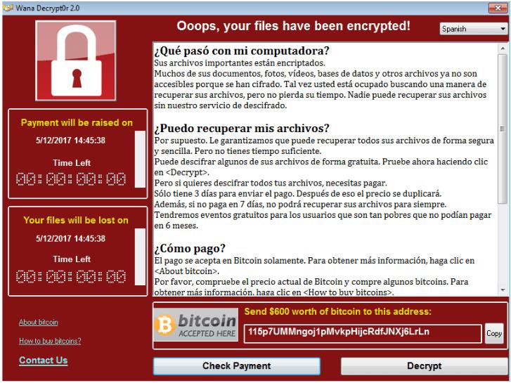 $!Pantalla de una intervención de ransomware. La forma de cobrar y operar.