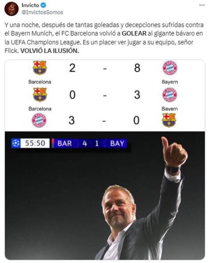 Invictos: “Y una noche, después de tantas goleadas y decepciones sufridas contra el Bayern, el Barcelona volvió a golear”.