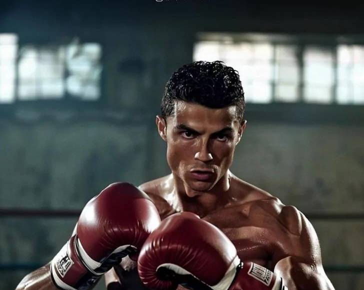 Cristiano Ronaldo siendo boxeador por medio de la Inteligencia Artificial, IA.
