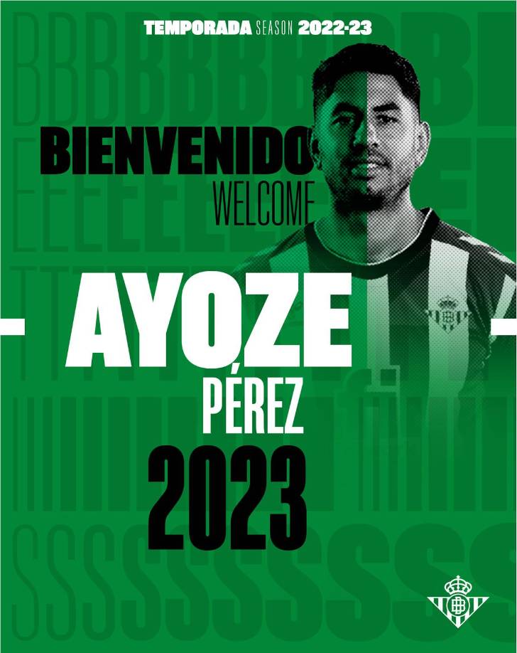 El Betis tiene nuevo integrante en su delantera: Ayoze Pérez. El equipo verdiblanco ha hecho oficial la llegada del atacante español de 29 años hasta junio. El futbolista llega en calidad de cedido por el Leicester en una operación a coste cero.