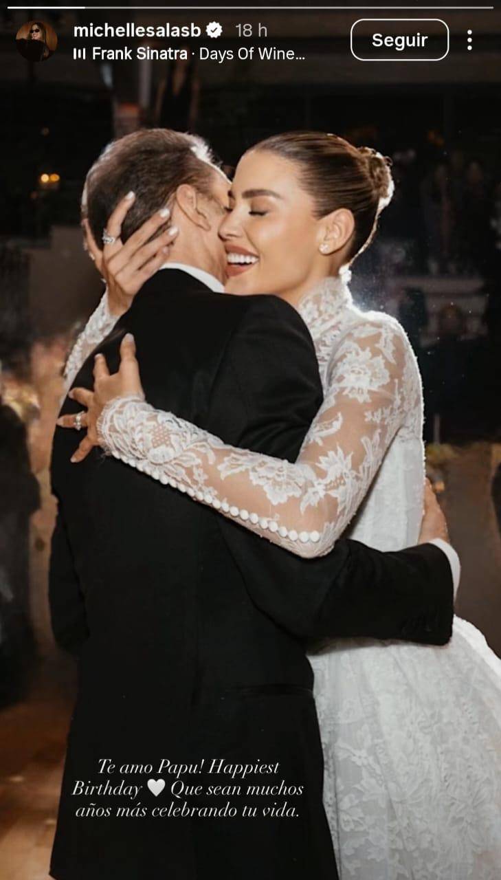Michelle Salas compartió la foto y el mensaje de felicitación en sus historias de Instagram.