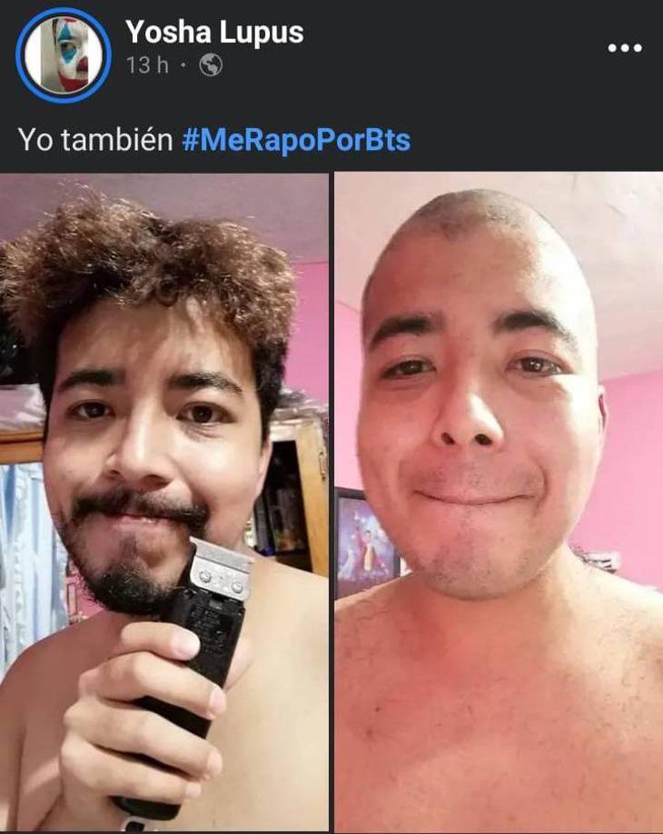 Algunos fanáticos del septeto surcoreano BTS han demostrado su apoyo a la situación de los artistas, no con mensajes de buena suerte, sino rapando su cabeza por completo. 