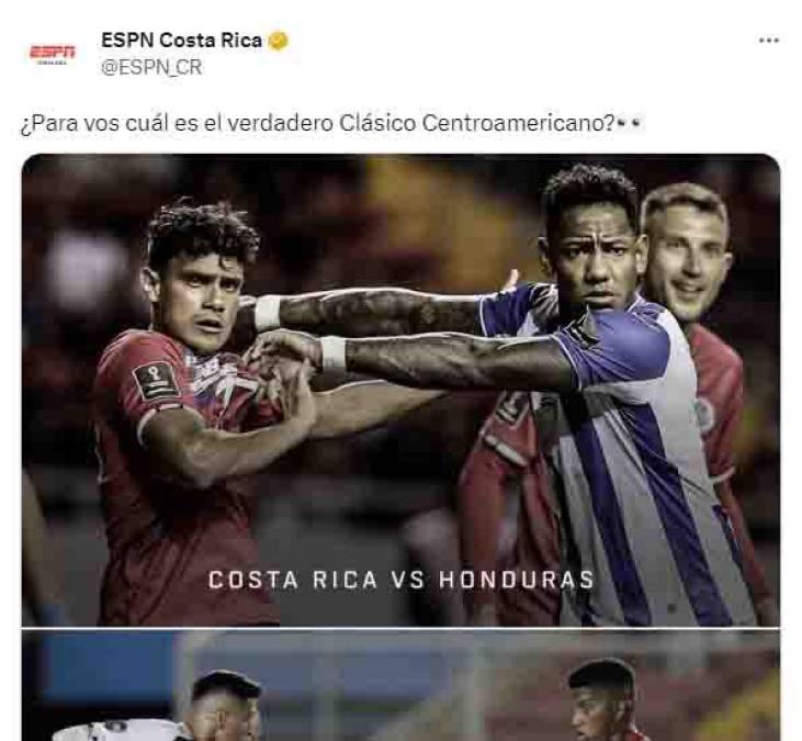 “Para vos cuál es el verdadero clásico centroamericano”, se pregunta ESPN Costa Rica.