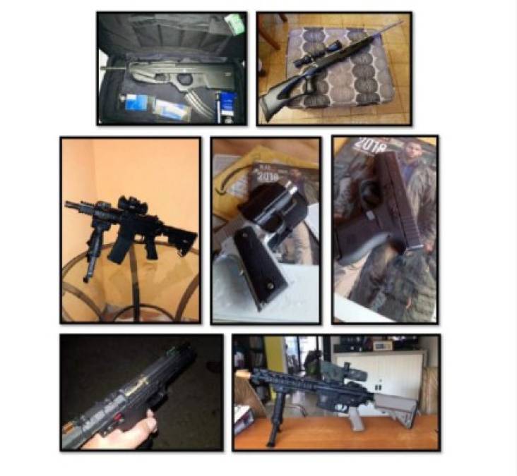 Foto de documento de la Corte: Imágenes de armas de fuego halladas en uno de los celulares decomisados a 'Tony' Hernández, presentadas como evidencia.