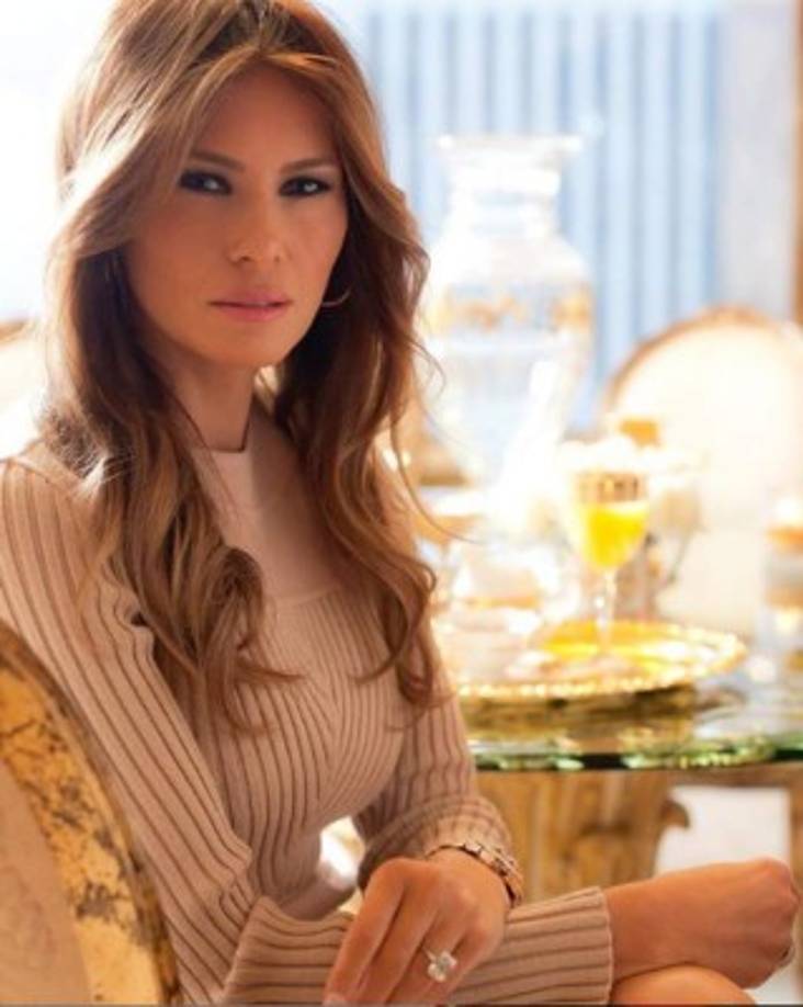 En su cuenta de Instagram el magnate siempre hacía una reseña de los diamantes que usaban algunos de los famosos. En esta foto comentó sobre el lujoso anillo de Melania Trump.
