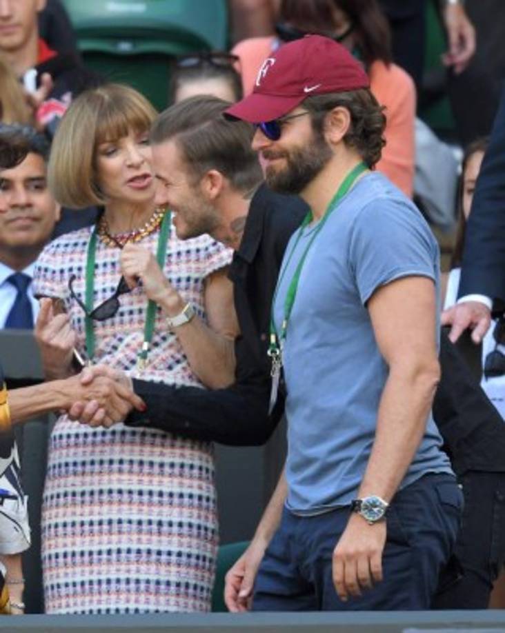 Wimbledon es el encuentro obligado de las celebridades. Anna Wintour, David Beckham y Bradley Cooper compartieron en las graderías.