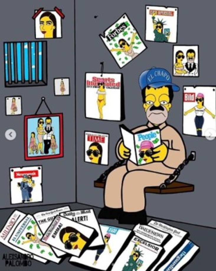 Las imágenes no tardaron en viralizarse, en una de ellas muestra a 'El Chapo' en la cárcel viendo varias revistas en las que sale su esposa Emma Coronel.