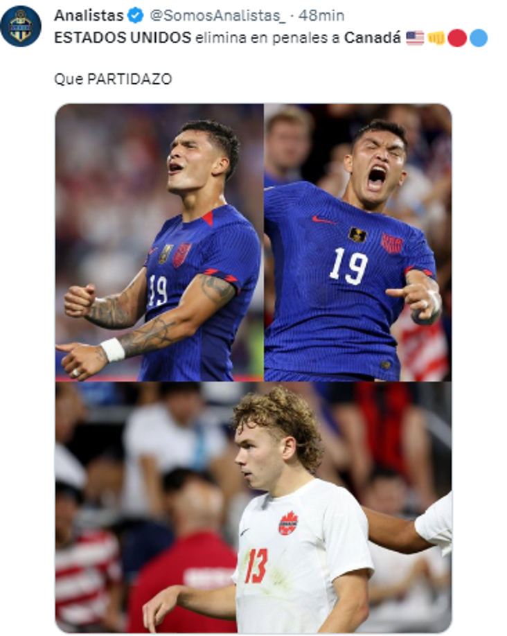 Analistas: “ESTADOS UNIDOS elimina en penales a Canadá. Que PARTIDAZO”.