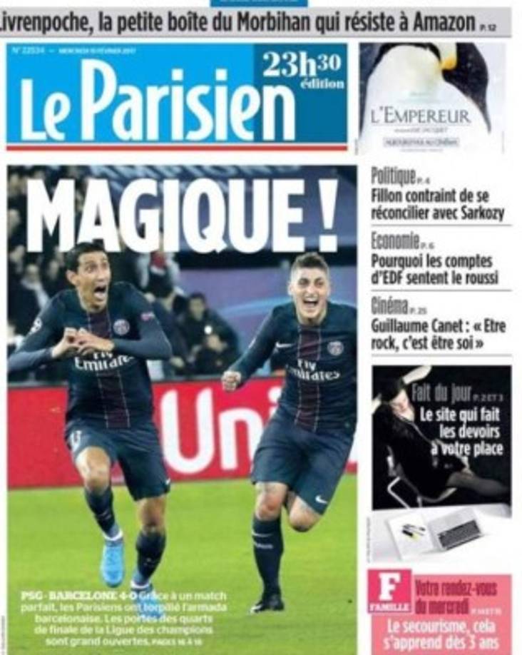 Los portales en Francia destacaron lo hecho por el PSG.