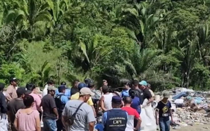 Escena donde fue encontrado asesinado el sexagenario Valerio Pérez en Jutiapa, Atlántida.