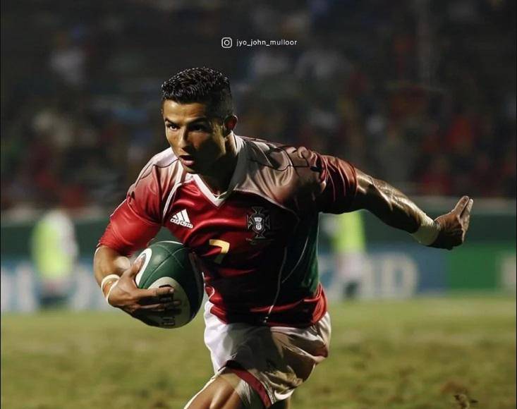 Cristiano Ronaldo siendo jugador de rugby por medio de la Inteligencia Artificial, IA.