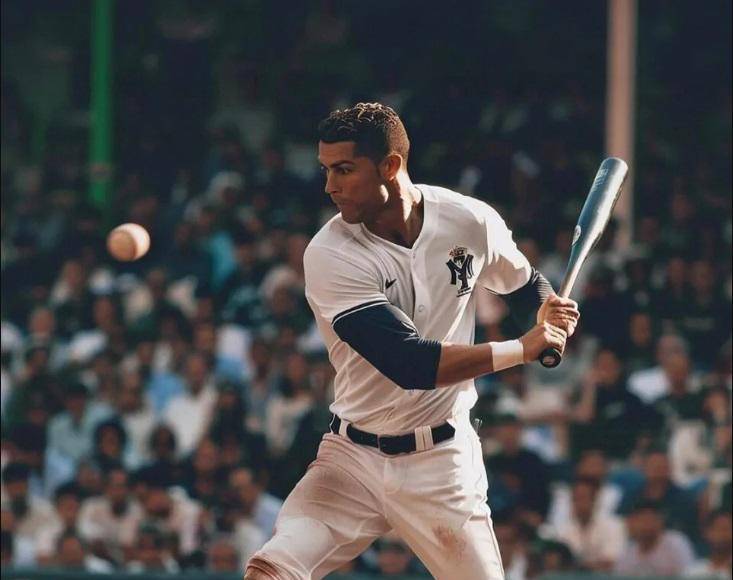 Cristiano Ronaldo siendo jugador de béisbol por medio de la Inteligencia Artificial, IA.