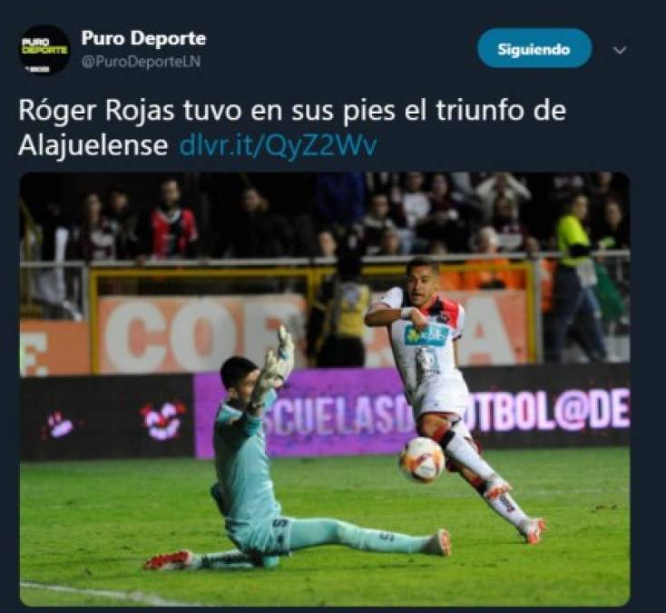 Roger Rojas escapar la victoria del Alajuelense. Puro Deportes de Costa Rica.