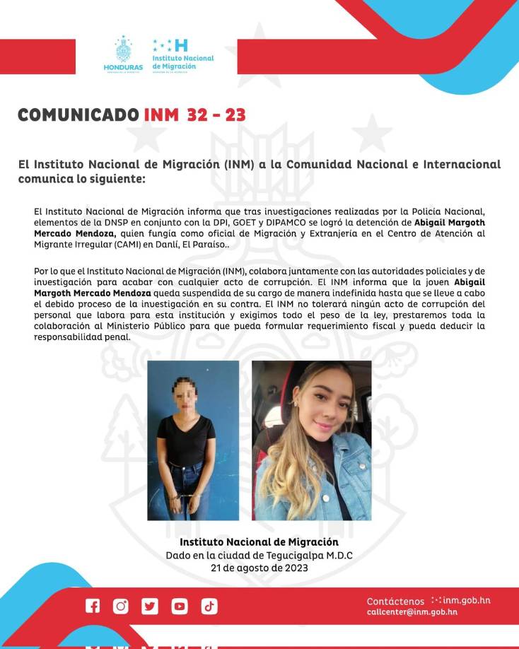 Comunicado del INM.