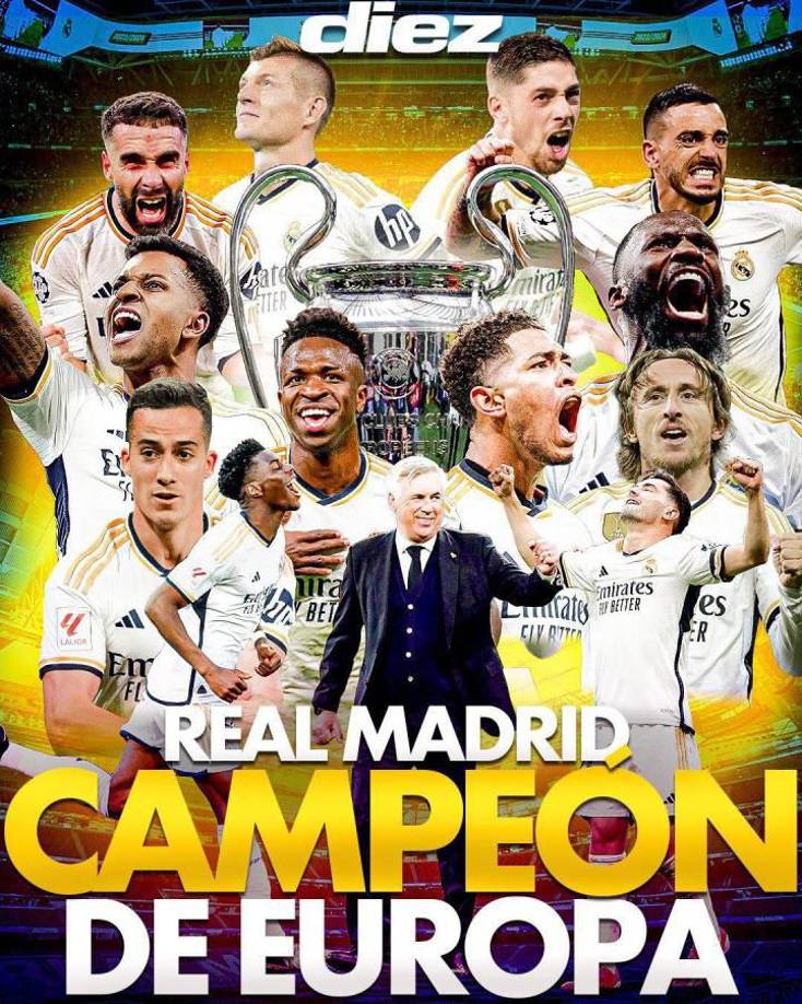 La portada de Diario Diez con el título número 15 del Real Madrid en Champions League.