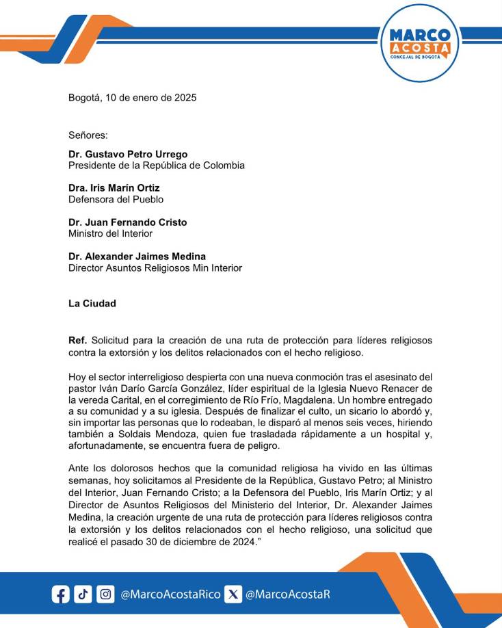 Este asesinato ha causado gran impacto entre la comunidad cristiana y colombiana, quienes piden al Gobierno de Gustavo Petro que tome las medidas necesarias en contra de la violencia.