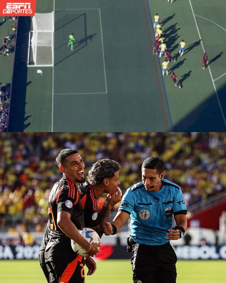 Otra polémica en el partido. El VAR habría marcado las líneas tomando como referencia a Jhon Córdoba, jugador que no toca el balón y no a Davinson Sánchez, quien remató para el primer gol de Colombia que finalmente fue anulado por el videoarbitraje.