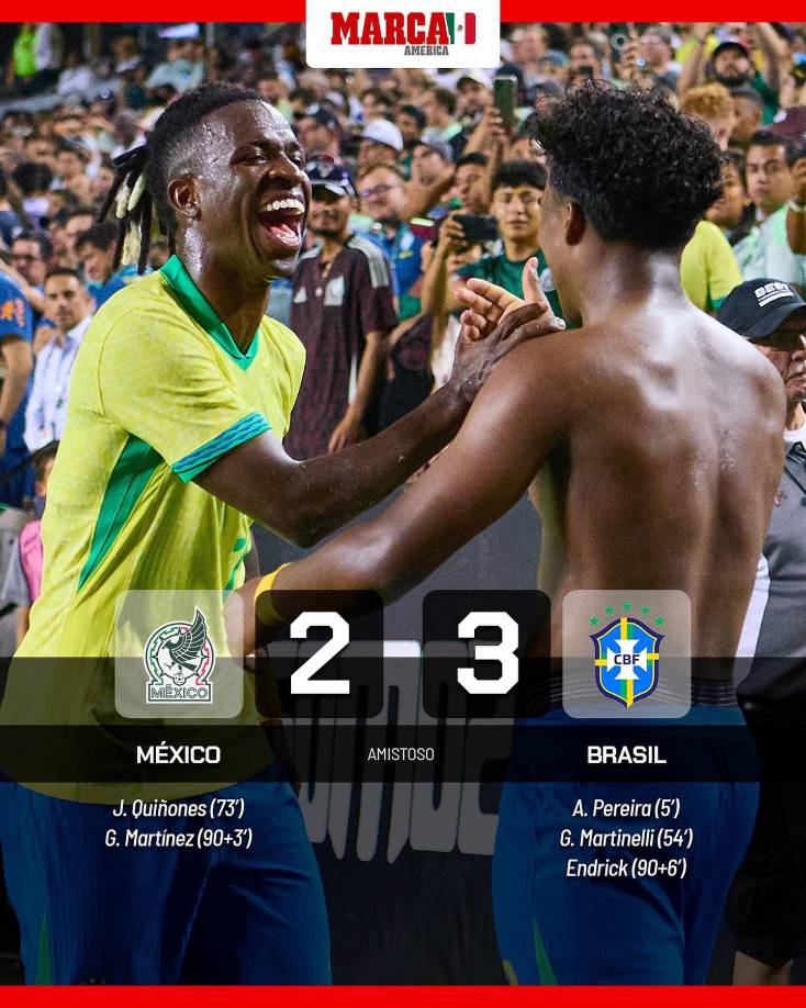 Diario Marca - “Endrick le da a Brasil la victoria de último minuto ante México. El Tri logró levantarse del 0-2, pero la joya del Real Madrid lo sentenció sobre el final”.