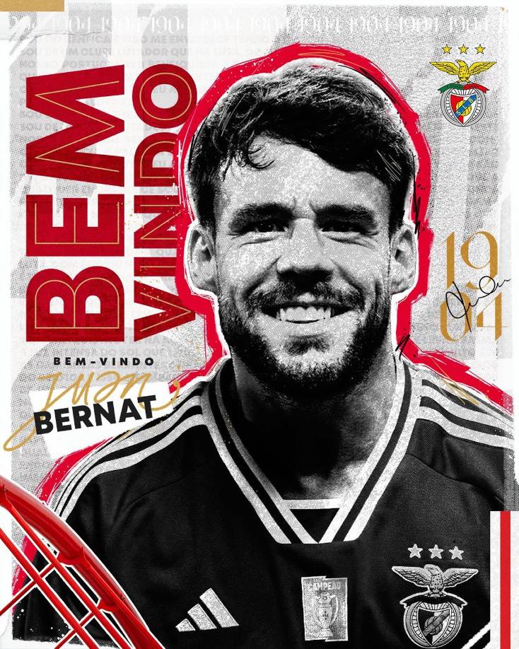 El lateral izquierdo internacional español de 30 años Juan Bernat ha fichado por el Benfica portugués en calidad de cedido por una temporada por el París Saint-Germain, informaron ambos clubes. No entraba en los planes de Luis Enrique.