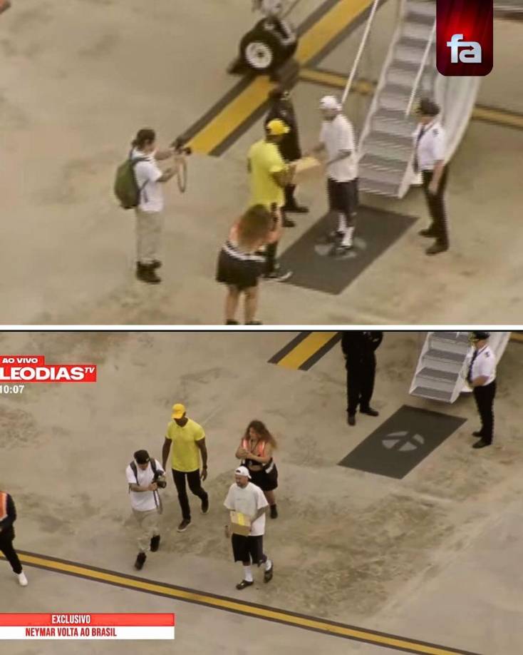 Una vez llegó al aeropuerto en Sao Paulo, Neymar era esperado con un regalo que le entregaron.