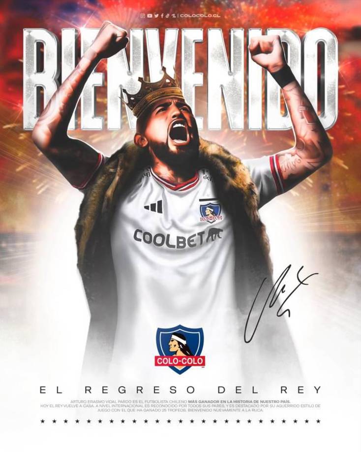 Arturo Vidal retorna al Colo Colo, club que le vio nacer como el fichaje más caro en los últimos tiempos del equipo. Llega como agente libre tras finalizar su vínculo en diciembre pasado con el brasileño Atlético Paranaense.